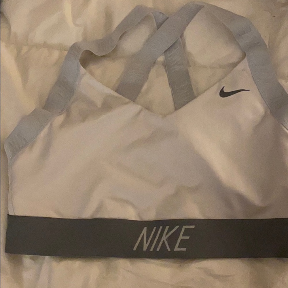 White and grey sports bra
